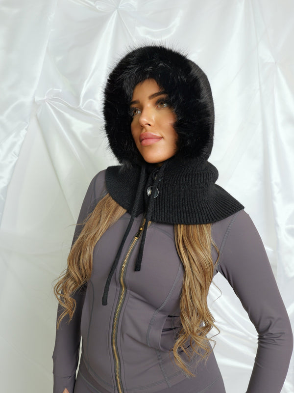 Capuche boutonnée / fourrure
