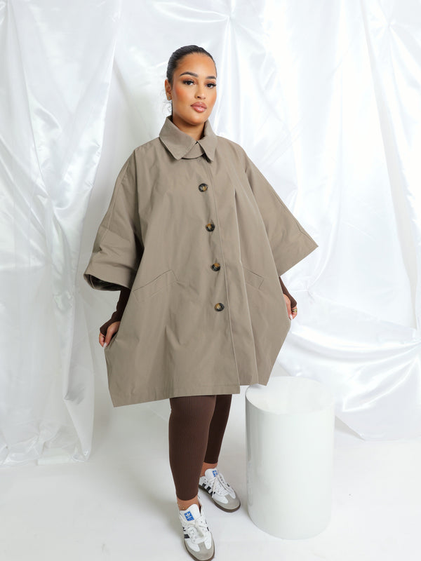 Trench coupe cape - taupe