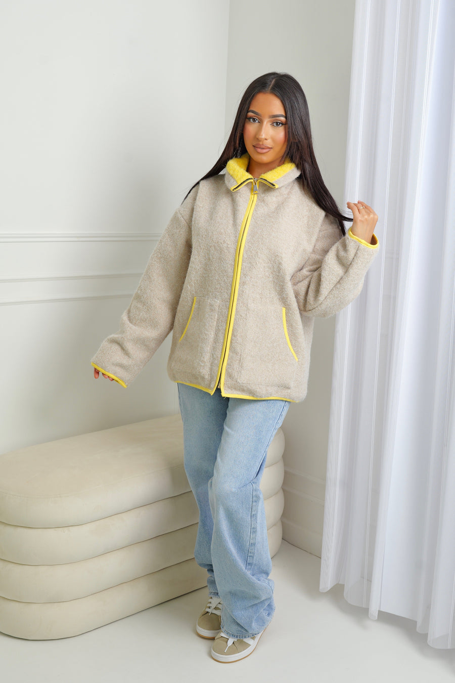 Veste cosy street - beige foncé