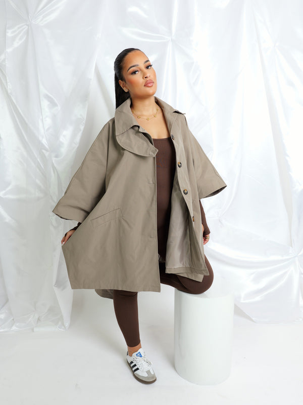 Trench coupe cape - taupe