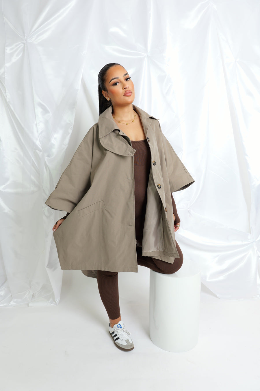 Trench coupe cape - taupe