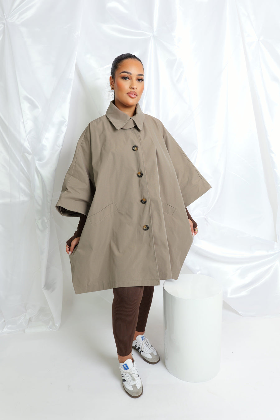 Trench coupe cape - taupe