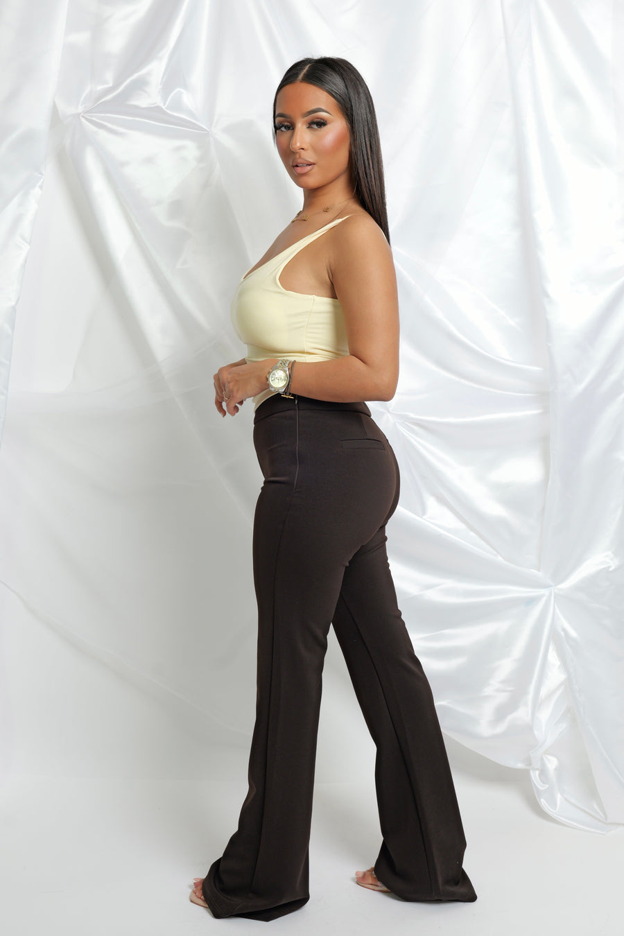 Pantalon Structuré à Zip - brun