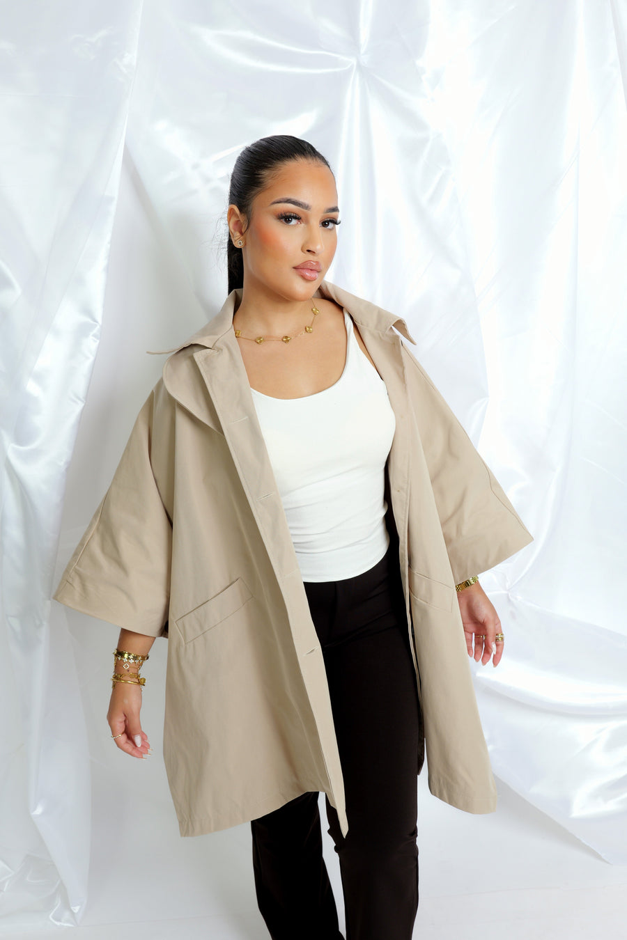 Trench coupe cape - beige