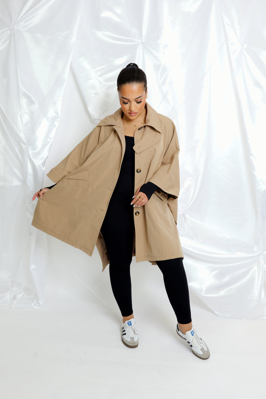 Trench coupe cape - camel