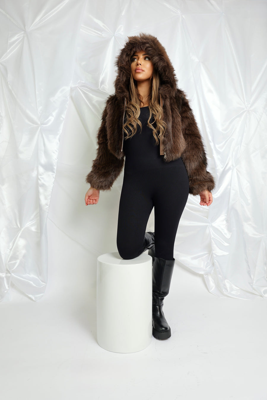 Veste Fourrure Marron Chic