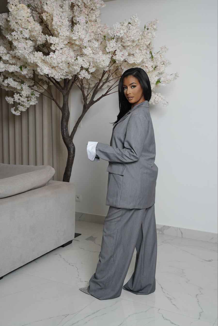 Ensemble blazer revers au manche