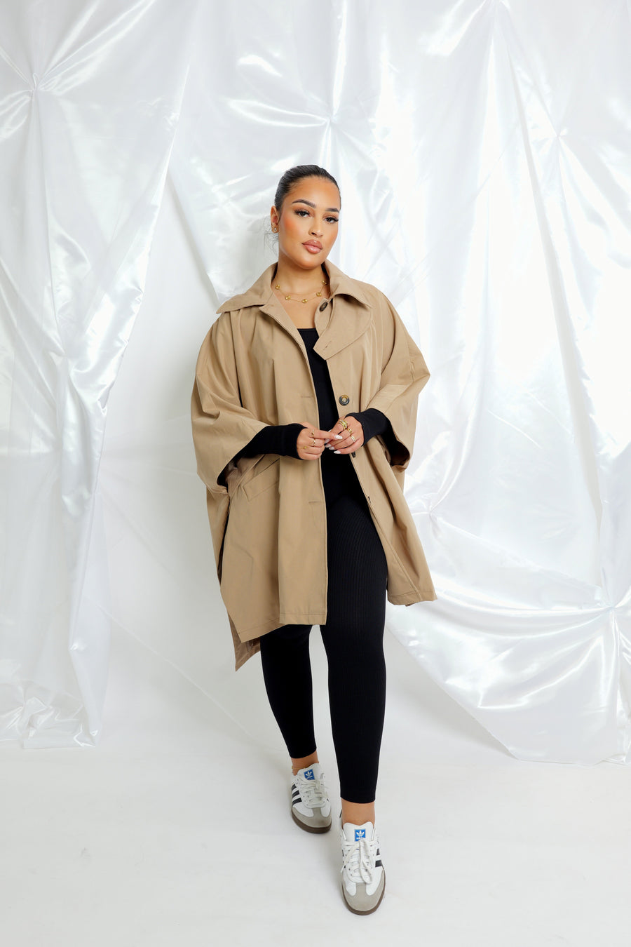 Trench coupe cape - camel