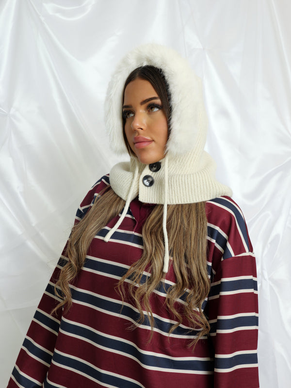 Capuche boutonnée / fourrure