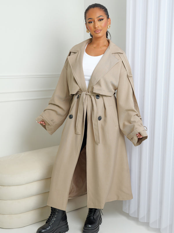 Trench City Oversize – Tissu Chiné Camel