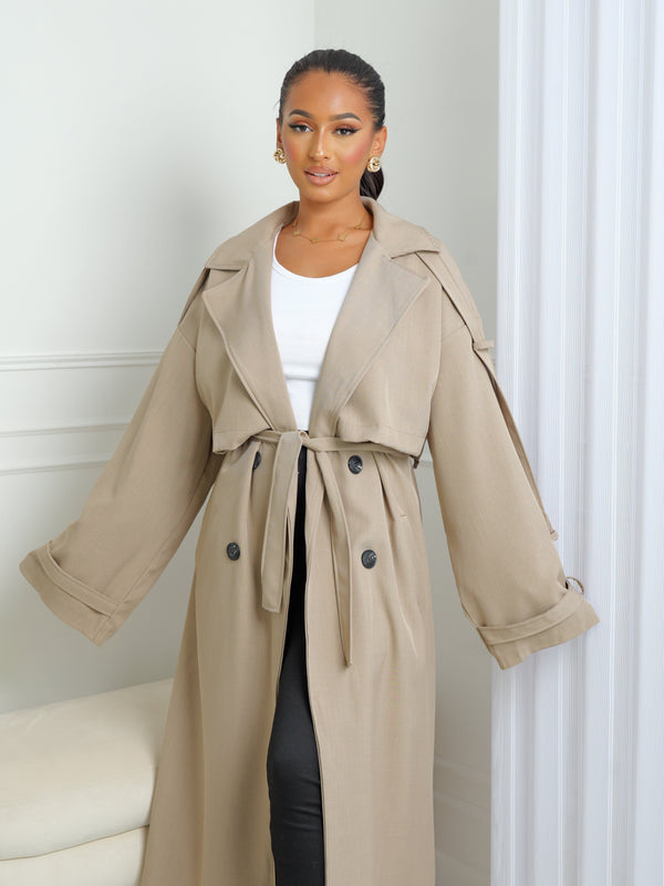 Trench City Oversize – Tissu Chiné Camel